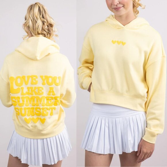 Reflex Love You Like A Summer Sunset Hoodie Sweatshirt L Butter Yellow Fleece - Picture 1 of 15